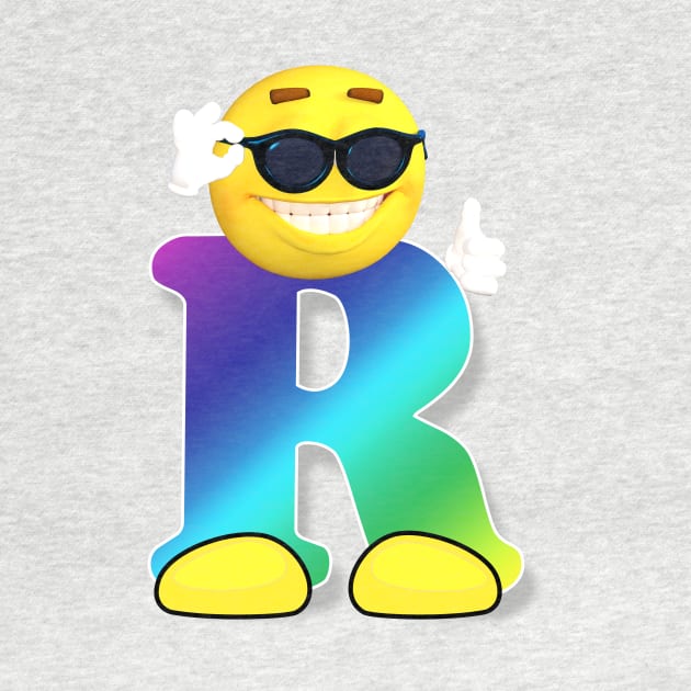 Letter R Alphabet Smiley Monogram Face Emoji Shirt for Men Women Kids by PatrioTEEism